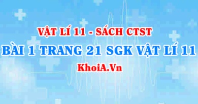 Bài 1 trang 21 SGK Vật lí 11 Chân trời sáng tạo